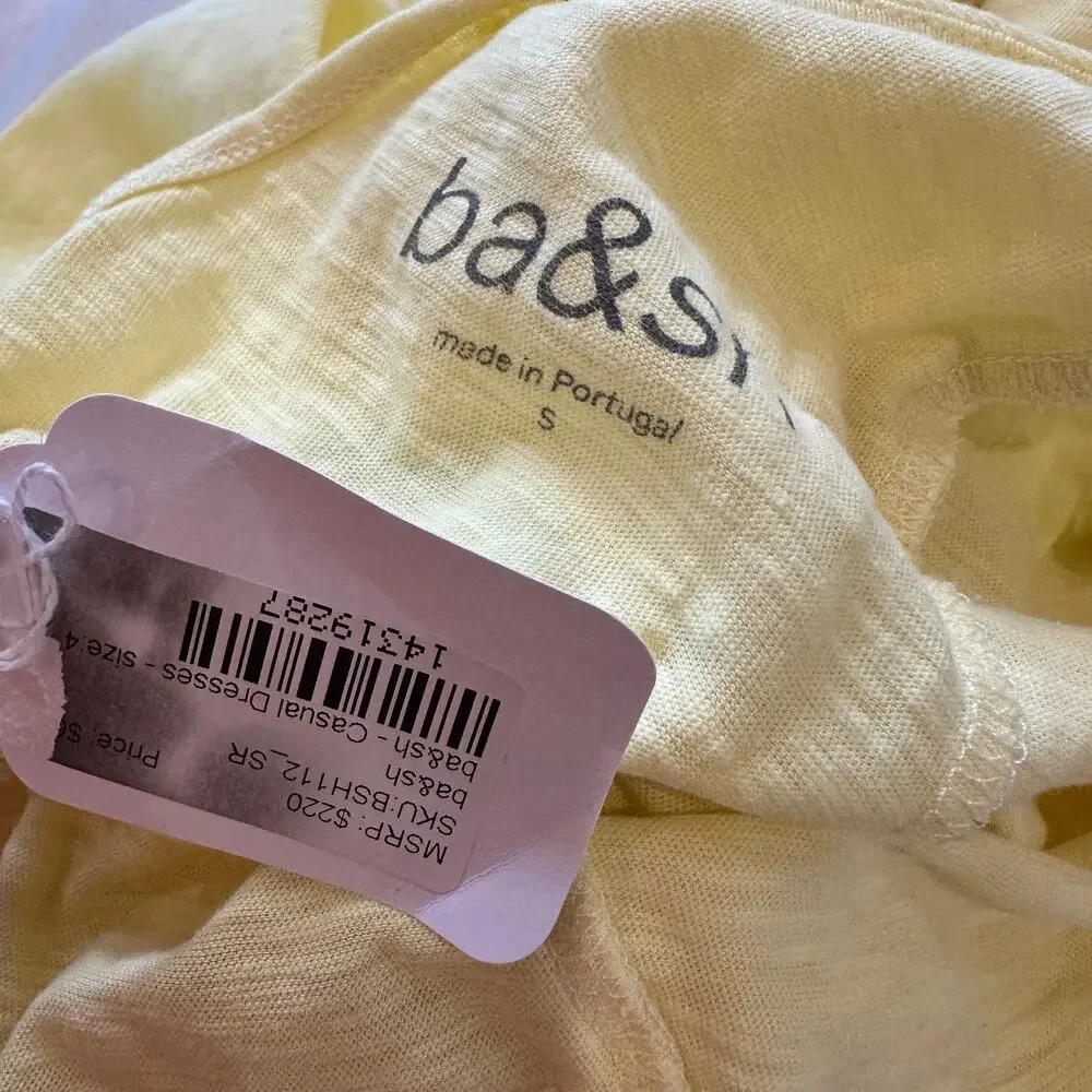 BA&SH Yellow Prairie Midi Dress SMALL Cottage Tiered Ruffle Cotton Designer $220 - Picture 10 of 10